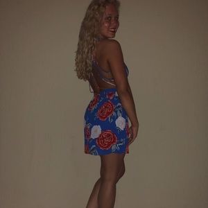 floral open back dress